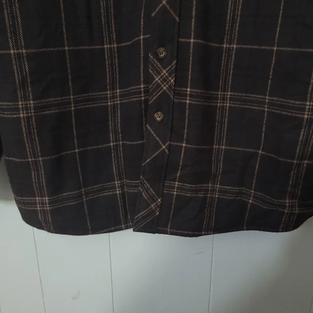 Levi Strauss &Co Mens Flannel Shirt Jacket Brown Plaid Quilt Lining Size M